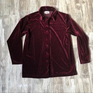 Burgundy Velvet Button Down